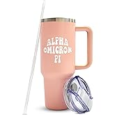 Sorority Shop Alpha Omicron Pi 40oz Tumbler with Handle - Best Friend Tumblers for Women - Cute Sorority Engraved Tumbler - Insulated Tumblers to Keep Your Drinks Cold or Hot for Hours