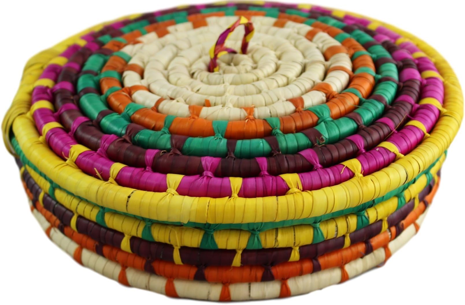 Handwoven Palm Tortilla Basket Keeper Warmer Made in Mexico (Small, Yellow)