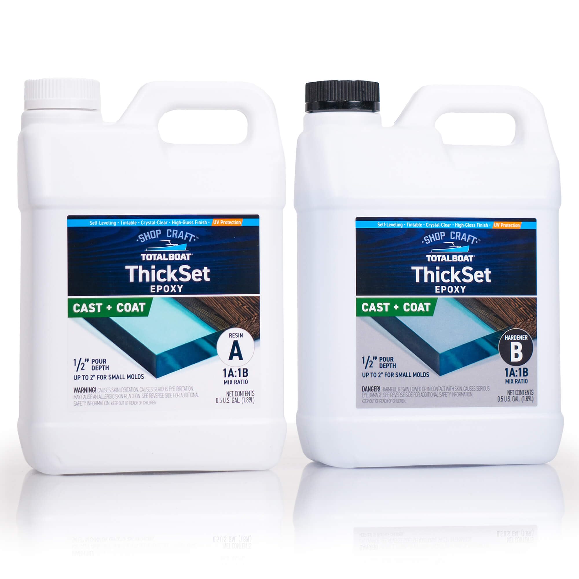 TotalBoat Thickset Deep Pour Epoxy Resin Kit - Gallon Crystal Clear Formula for 1/2