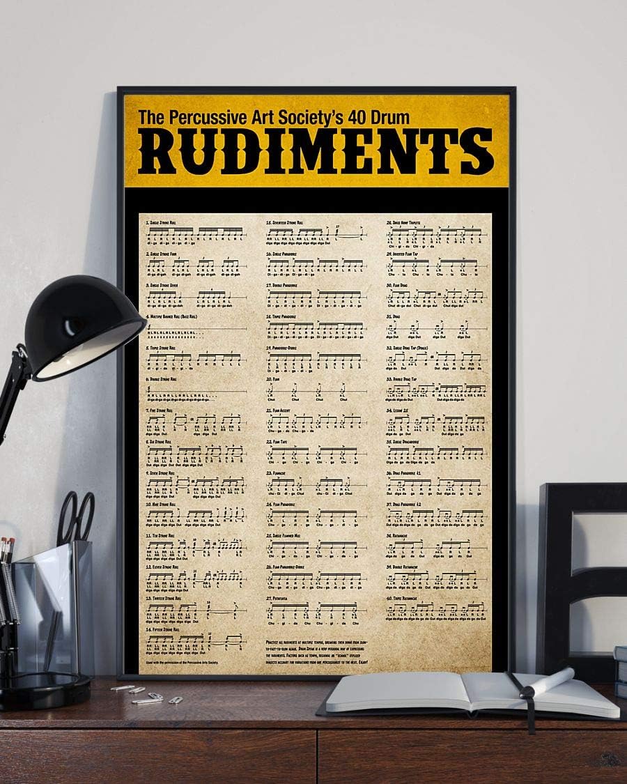 HolyShirts The percussive Art society's 40 Drum rudiments Poster (24 inches x 36 inches)