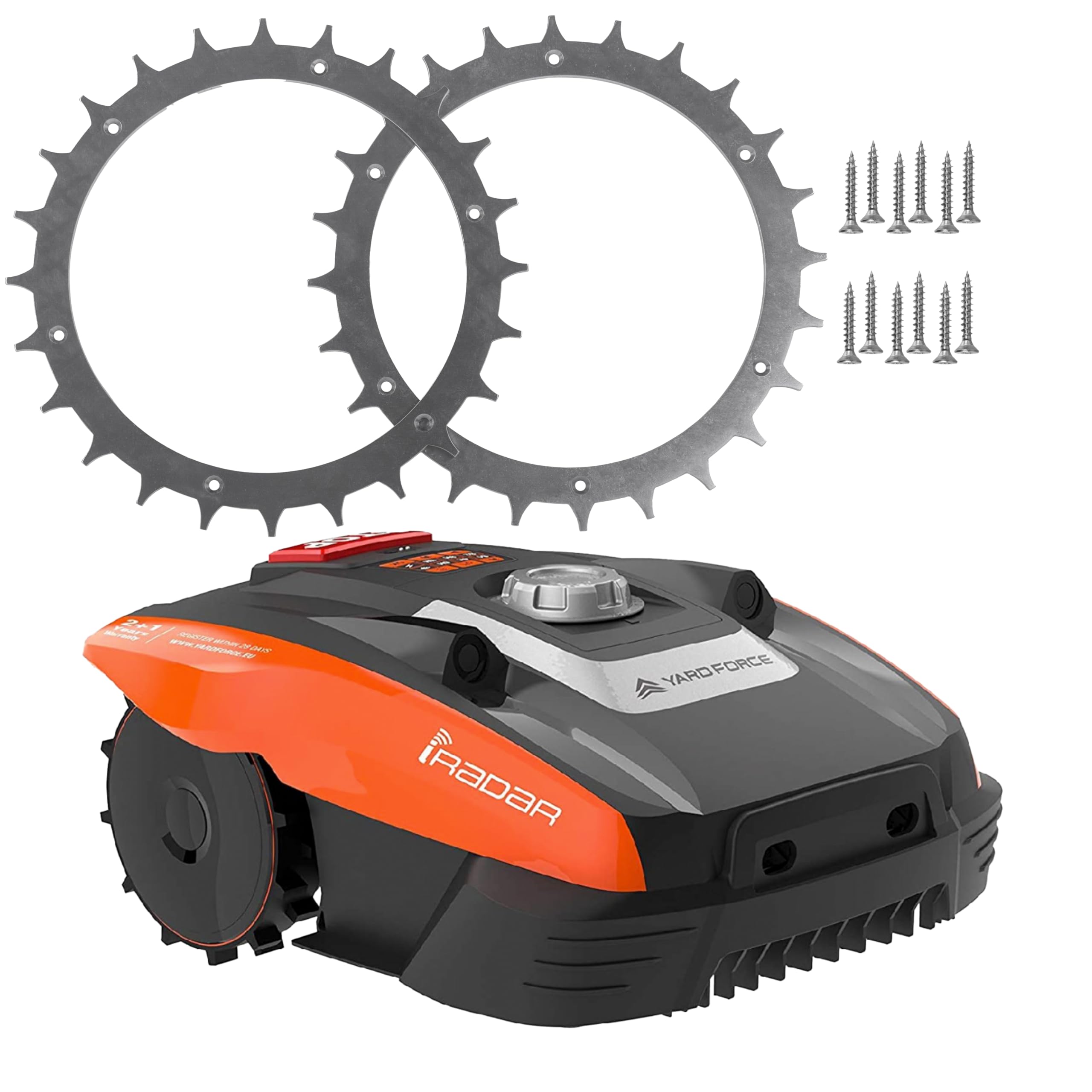ROBO CLAWS Robotic Lawnmower Spikes Made of Stainless Steel for Yardforce 400Ri 280R Models, 3 mm, Diameter 168 mm, Robotic Lawnmower Accessories with 12 x Stainless Steel Screws, Deburred Spikes