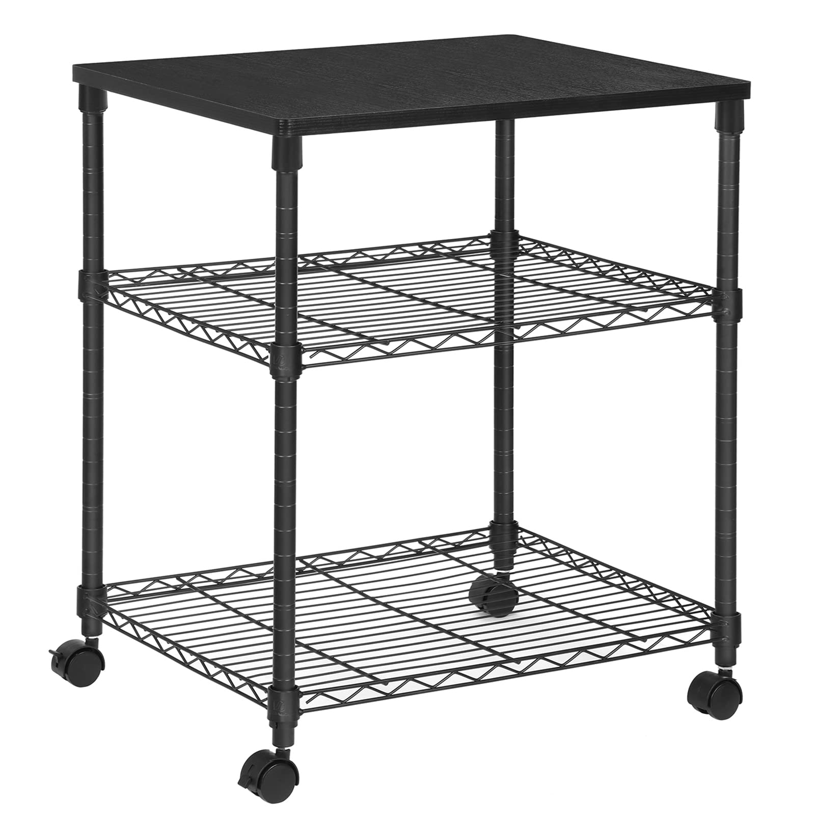 Photo 1 of SONGMICS 3 Tier Wide Printer Stand, Printer Table with Wheels, Rolling Printer Cart, Printer Desk with Metal Frame for Home Office, 22 x 18.1 x 26.8 Inches, Black ULGR32BK