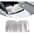 Yumfugu Pack-1 Car Front Windshield Sunshade, 51.1" x 23.6" Car Front Window Sun Protector Cover, Front Windshield Sunscreen Heat Shield, Car Windshield Cover, for Most Cars, SUVs, Trucks (Silver)