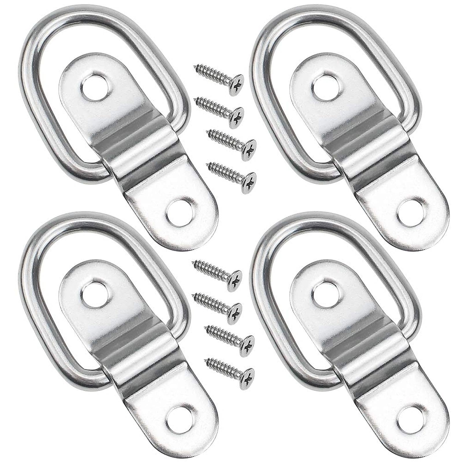 CYUaoao D Ring Tie Downs 4Pcs Heavy Duty Lashing Rings D Ring with 8 Screws Mounting Bracket for Loads on Boats Trailers Trucks RV Floor Mount