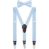 Shark Tooth Boys' Men's Suspenders and Bow Tie Set Y-Back Adjustable