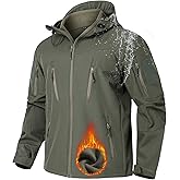 NAVEKULL Men's Tactical Jacket Waterproof Softshell Fleece Lined Hooded Coats Outdoor Hiking Windbreaker