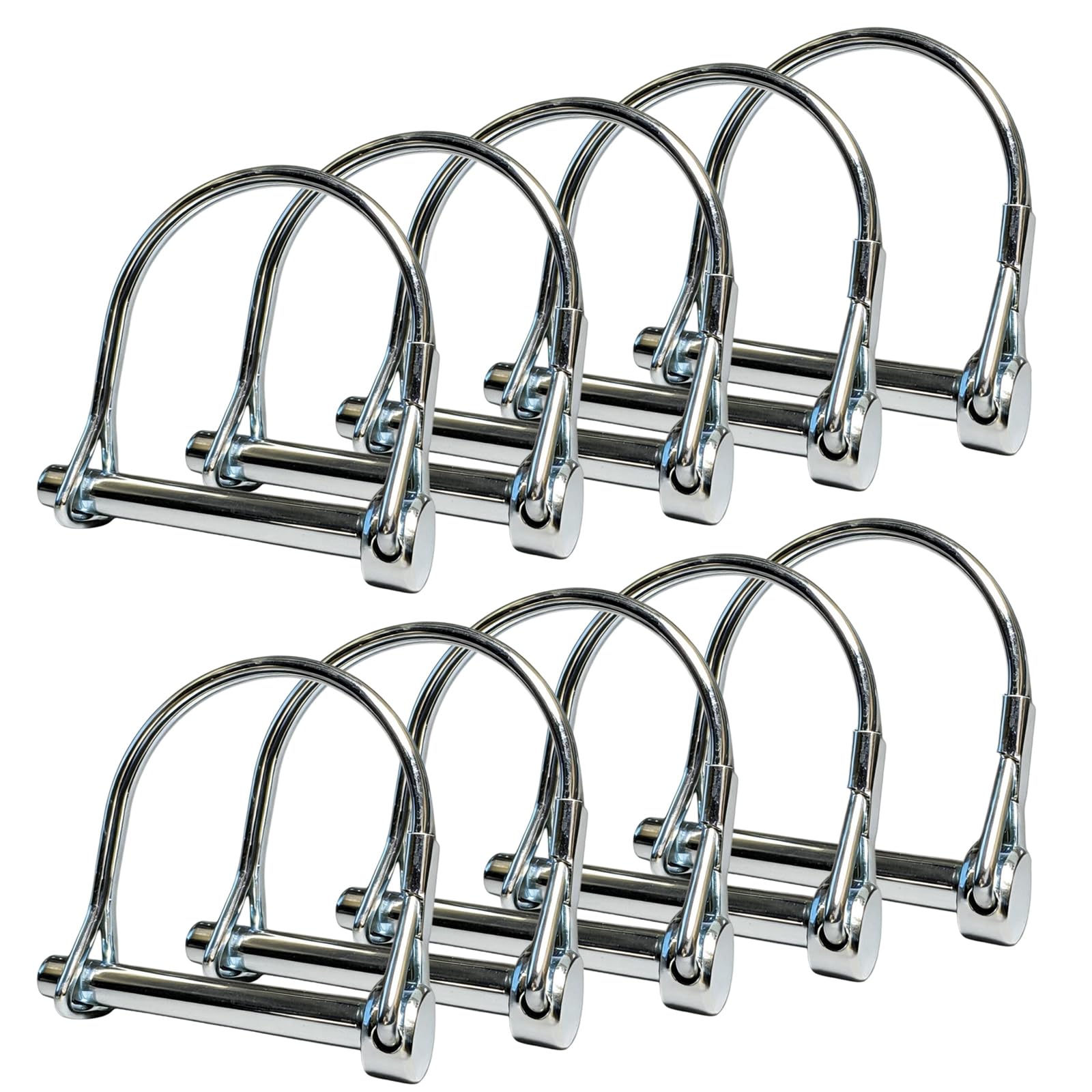 Photo 1 of 10 Pack, NRJSSCC Trailer Coupler Pin and Safety Locking Pin, 2-1/8"x1/4" (L x W) Heavy Duty Shaft Locking and Wire Lock Pins, Hardware Pins for Farm Trailers, Towing, Lawn Garden, Carbon Steel