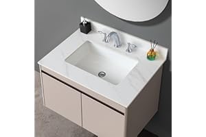 LEGENDSTONE 31" Bathroom Vanity Top with Ceramic Undermount Sink & Backsplash,Calacatta White Sintered Stone Counter Top, 3 Holes Vanity Sink Top