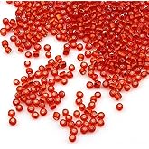 Perlin Glass Seed Beads 3mm 8/0 Round Mini Small Pony Beads 3300pcs for Making Earrings Bracelets Pendants Waist Jewelry DIY Handmade Silver Lined Color Kit (Red)