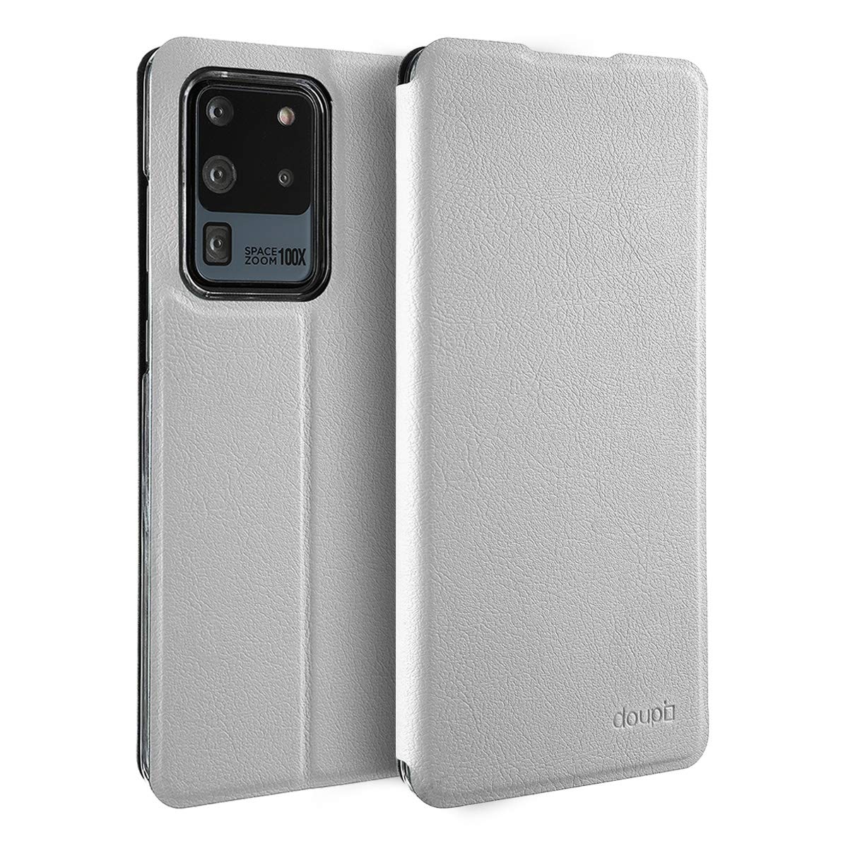 doupi Flip Cover for Samsung Galaxy S20 Ultra (S20Ultra), Magnet Protective Flip Case Book Style Screen Protector Stand, white