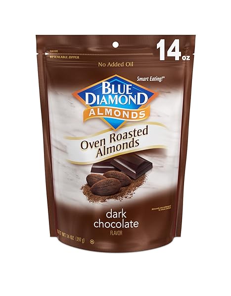 BLUE DIAMOND ALMONDS OVEN ROASTED DARK CHOCOLATE FLAVORED SNACK NUTS, 14 OZ RESEALABLE BAG (PACK OF 1)
