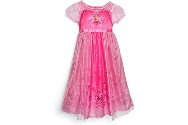 Disney Girls' Princess Dress Nightgown, Fantasy Gown, Soft & Cute Pajamas for Kids