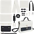 WADORN DIY Leather Shoulder Bag Making Kit, PU Leather Knitting Crochet Bag Making All Materials Leather Craft Purse Handbag Sewing Materials Crossbody Bag Making Tool Set for Beginners, 9.4x7.2 Inch