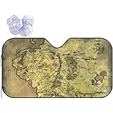 GTSGTDYT Car Windshield Sunshade - Middle Earth Map Pattern, Sun Visor Protector Blocks UV Rays Universal Auto Accessories Keep Your Vehicle Cool for Car Truck or SUV - Medium