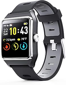 Smart Watch - ENACFIRE W2 IP68 Waterproof Fitness Tracker Smartwatch with GPS, Heart Rate Monitor, Sleep Tracker, Step Counter, Activity Watches for Men, Women, Kids, Compatible with Android iOS Phone