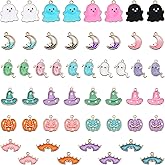 WILLBOND 50 Pieces Halloween Charms for Jewelry Making Charms Pumpkin Ghost Bat Alloy Charms for DIY Bracelet Necklace Pendant Craft (Sweet Style)