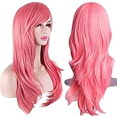 Akstore 28 inch Fashion Wigs Long Wavy Curly Hair Cosplay Wig (Grey Pink)