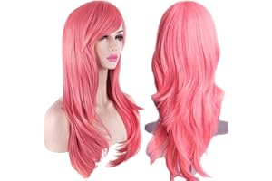 Akstore 28 inch Fashion Wigs Long Wavy Curly Hair Cosplay Wig (Grey Pink)