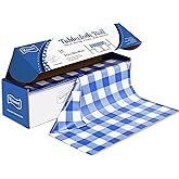 Vrisssot Plastic Table Cover Roll Disposable Tablecloth: 54in X 120ft Table Covers Plastic Table Cover Roll with Easy Slide Cutter Plastic Table Cloths for Parties Disposable-Bule Checkered
