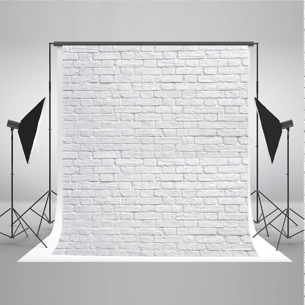 WaW Studio Photo Background Rustic Style 5x7ft Grey White Brick Wall Backdrop Photography Fabric