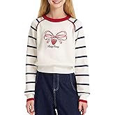 Barry Banny Girls Long Sleeve Shirt Pinstripe Crewneck Sweatshirt for Girl Bow Embroidered Top Fashion Clothes