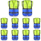 Safety Vests,Hi Vis Vest Reflective Vest with 5 Pockets and Zipper for Men Women, Neon Working Vest for Outdoor One Size