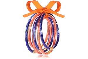 FAERLIIRY Crystal Jelly Bangles Bracelets Game Day Bracelets for Women Bamboo Filled Jelly Rhinestone Silicone Bracelet Stacking Football Bracelets Game Day Jewelry Accessories Sports Fan Gifts