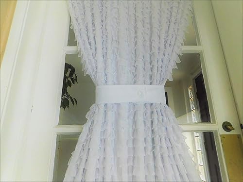 Amazon Com French Door Ruffled Curtain Panel White For Door
