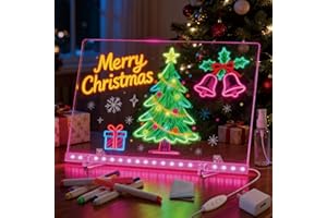 LED Drawing Board with Colors, 14x10'' 3 Modes & 7 Color-Lighting Acrylic Dry Erase Board Glow, Light Up Led Note Board with 