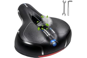 MSDADA Comfortable Bike Seat Cushion - Wide Bicycle Seat Comfort for Men Women with Dual Shock Absorption - Memory Foam Padding, Waterproof Bike Saddle for Stationary, Exercise, Mountain, Road Bikes