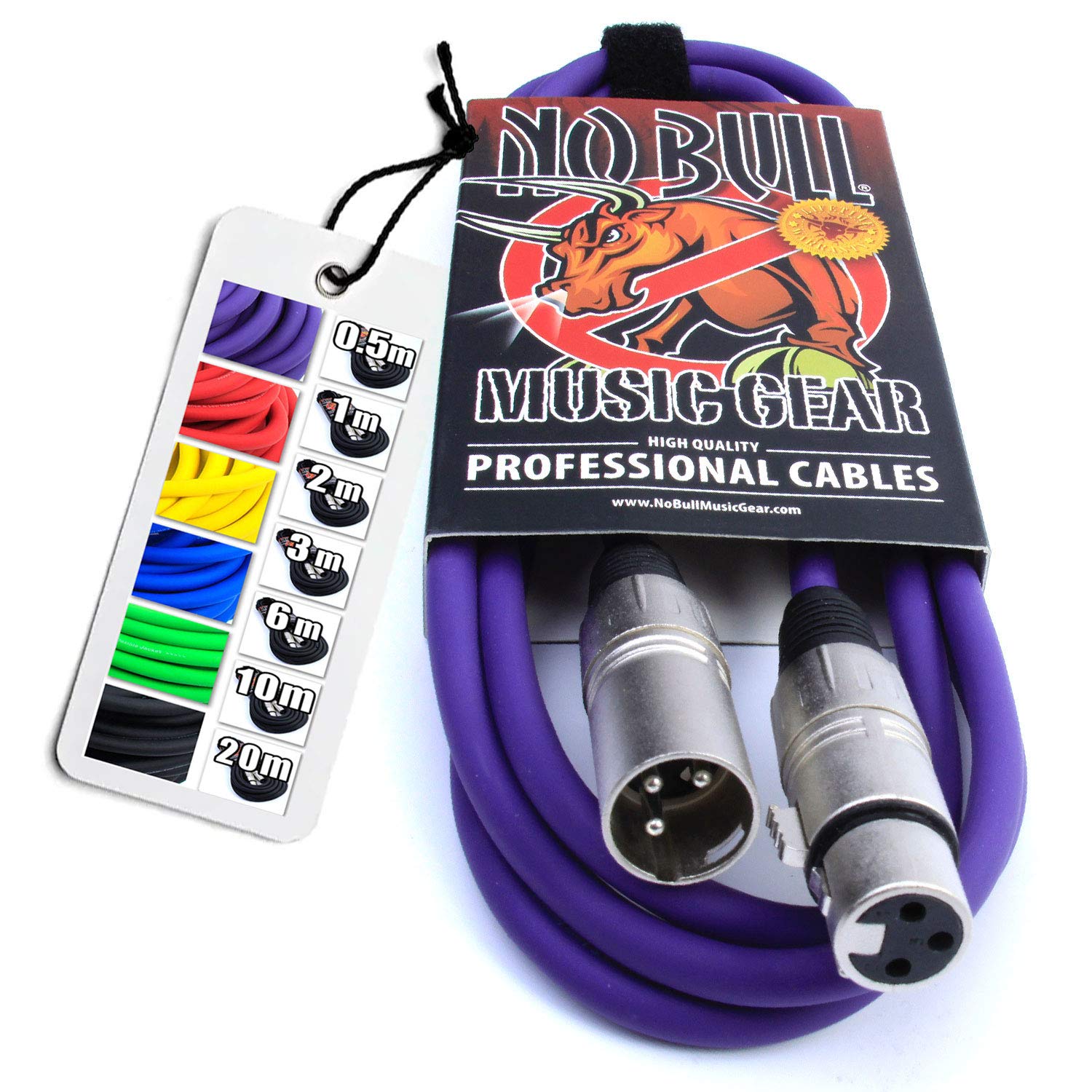 No Bull Nordell Music Gear' Premium XLR Cable (Purple, 2m): Achieve a Clearer Audio Signal with Balanced Male to Female Microphone Lead, plus Cable Tie