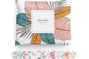 A LA MODE MAILERS TOPPED WITH STYLE. Poly Mailers 10x13 100 Pack | Self-Sealing Shipping Bags Envelopes for Small Business | Waterproof Durable Packaging | Thank You | Floral Gold Pink Palm | à la mode Mailers