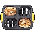 atrccs Loaf Pan with Four Small Buns, French Bread Loaf Pan, Bread Pan Non-stick Pan, Easy to Release Household Silicone Food Baking Breakfast Afternoon Tea Romantic Dinner Tool