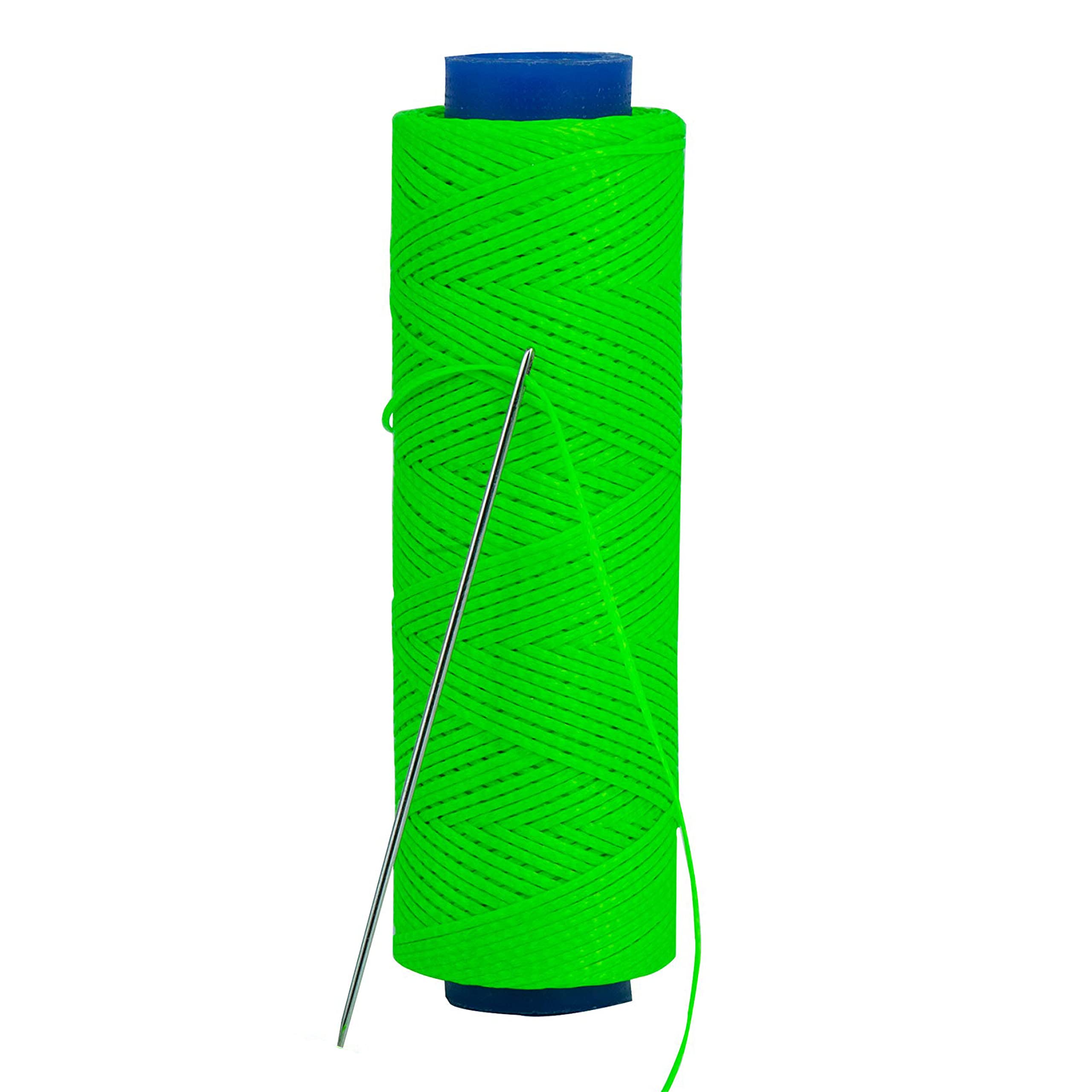 Shelver Waxed Thread, Strong Thread for Leather, Upholstery, Shoe, Bag, incl. Needle (Colour: NEON Green)