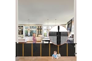 HDUYFYD 120 Inches Extra Wide Retractable Baby Gates, 35" Tall Baby Gates for Large Openings, Upgraded Retractable Gate with Fiberglass, Extra Large Pet Gates for Dogs, Indoor&Outdoor, Black