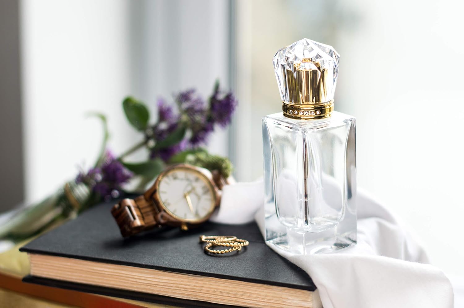 Zénitude Glassworks 50ml Empty Glass Perfume Spray Bottle Atomiser Refillable Crystal Cap (Gold), 50 ml - Image 4