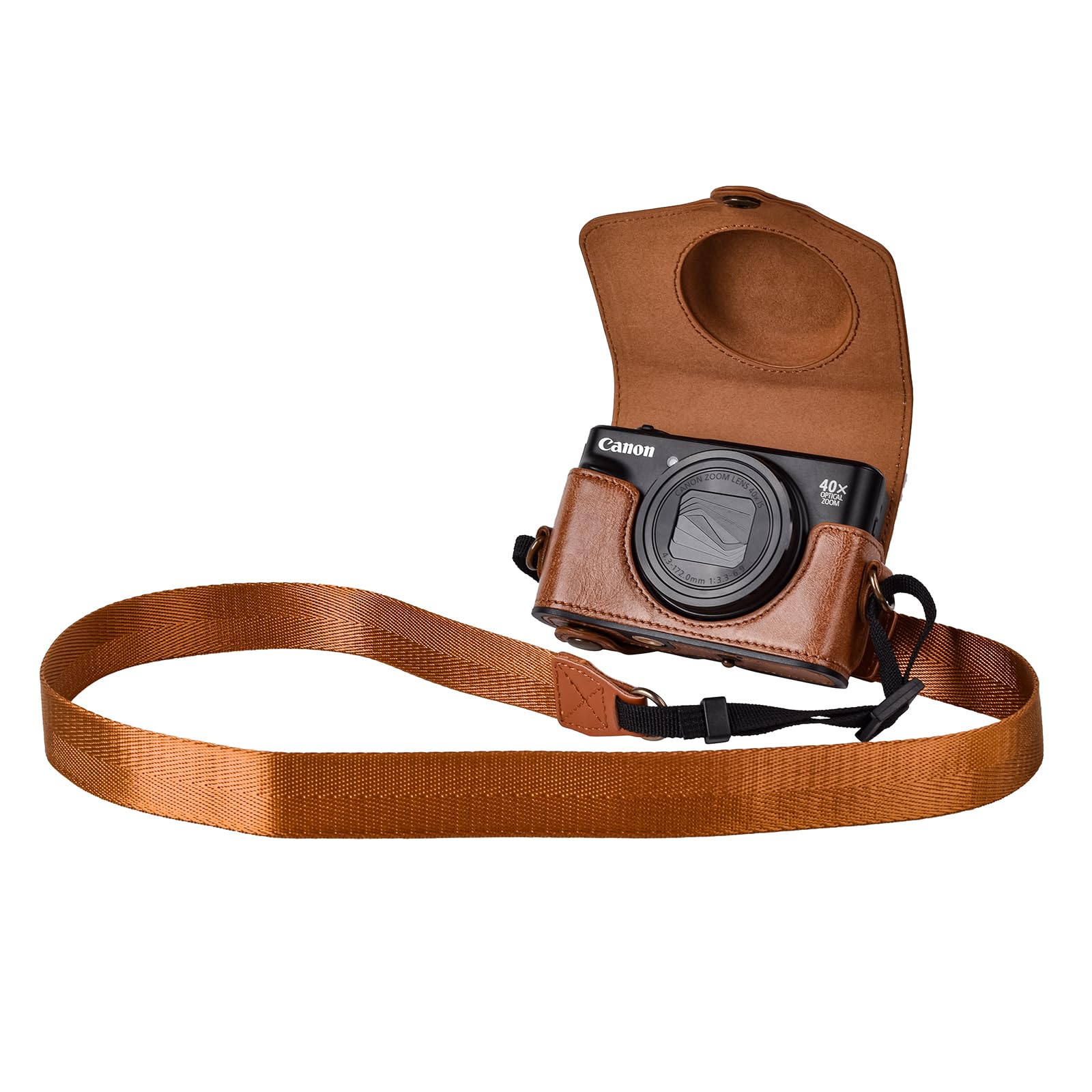 kinokoo Canon SX740 SX730 SX720 HS Case, PU Leather Camera Protective Case with Shoulder Strap for Canon PowerShot SX720 HS SX730 HS and SX740 HS Camera- - Brown