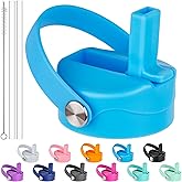 Diumepo Straw Lid for Hydro Flask 12 16 18 20 32 40 oz Wide Mouth Water Bottle, Replacement Straw Top Cap with Straws and Brush, BPA Free