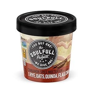 The Soulfull Project Instant Oatmeal Cups, Cinnamon Spice Multigrain, 2.01 Ounce (Pack of 6), Non GMO, Vegan