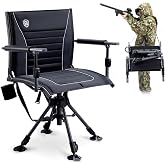 EVER ADVANCED 360&deg; Silent Swivel Hunting Chair for Blinds, Adjustable Folding Hunting Seats with Armrests for Outdoor Activities, Fishing, Support 400lbs, Black