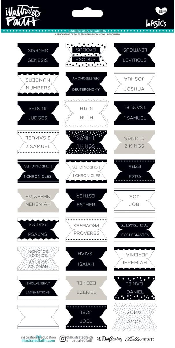 Illustrated Faith - Bible Book Tabs - Black and White