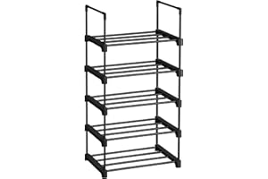 SONGMICS Shoe Rack, 5 Tier Shoe Organizer, Metal Shoe Storage Shelves, Easy to Assemble, Entryway, Black ULSA005B02