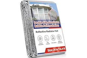 Aiglille Reflective Insulation Foam, 24 in W x 16.4 ft L Double Bubble Weatherproofing Reflectix Foil Insulated for RV, Window Insulation for Summer Heat