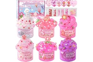 6 Pack Slimes, Pink Slime Kids, Cloud Slime kit for Girls Ages 8-12, Toys for Girl and Boys, for Kids Slime Set Party kit Goo
