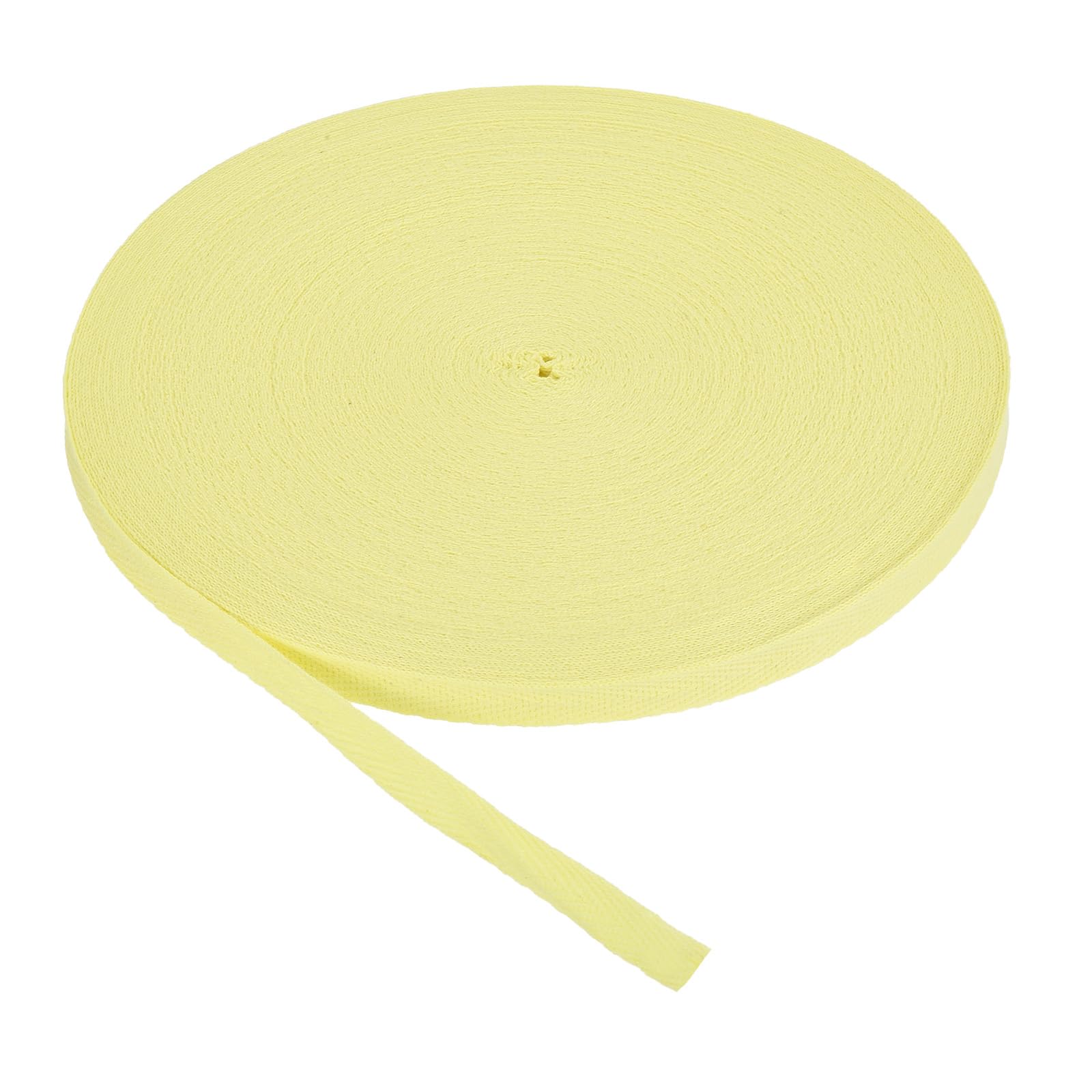 PATIKIL Cotton Twill Tape 10mm(3/8 Inch) 50 Yards Cotton Ribbon Bias Binding Tape Herringbone Webbing Trim for Sewing Gift Wrapping Craft DIY Light Yellow - 45m