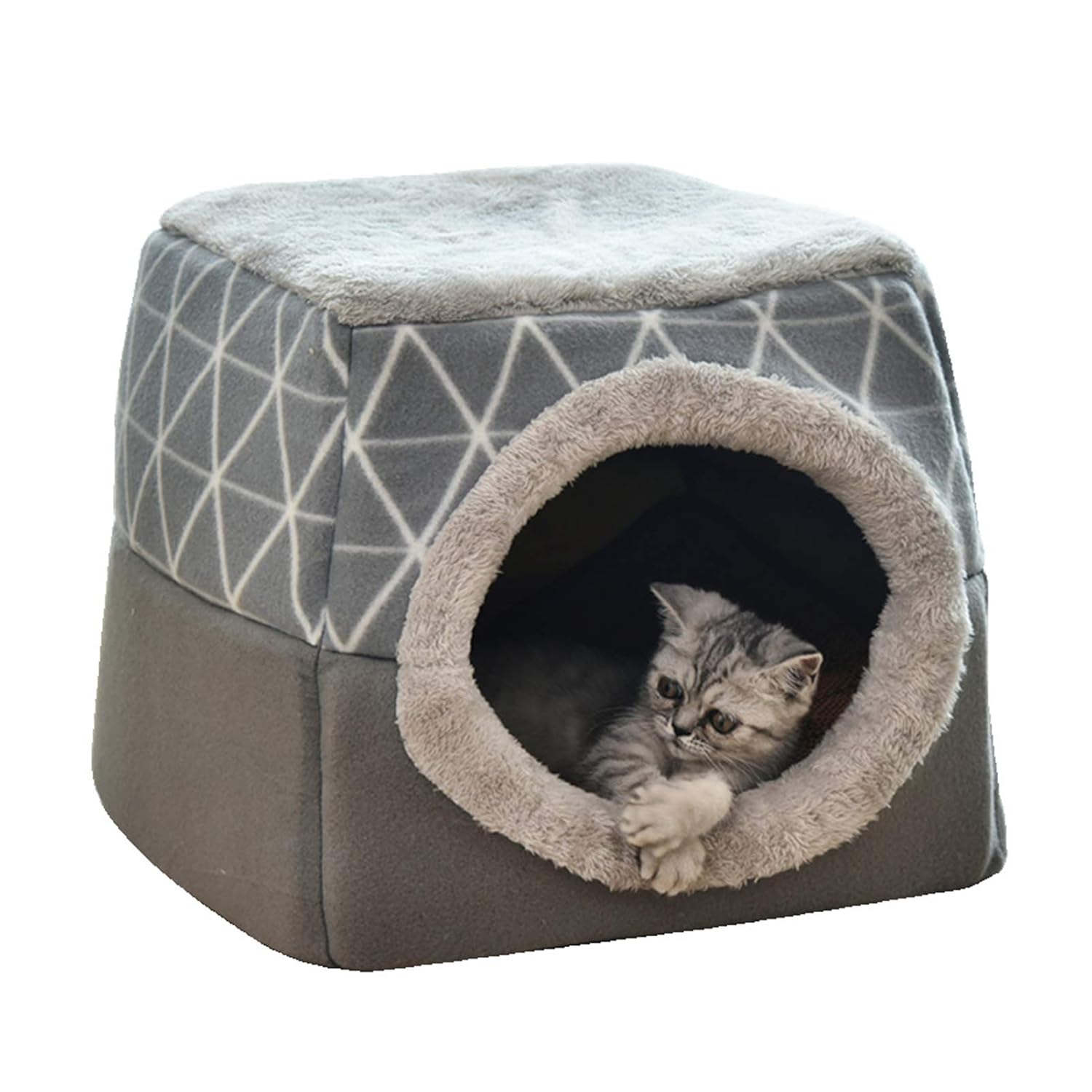 SelfWarming Cat Bed Cave 2in1 Foldable Dogs Cushion Bed Soft