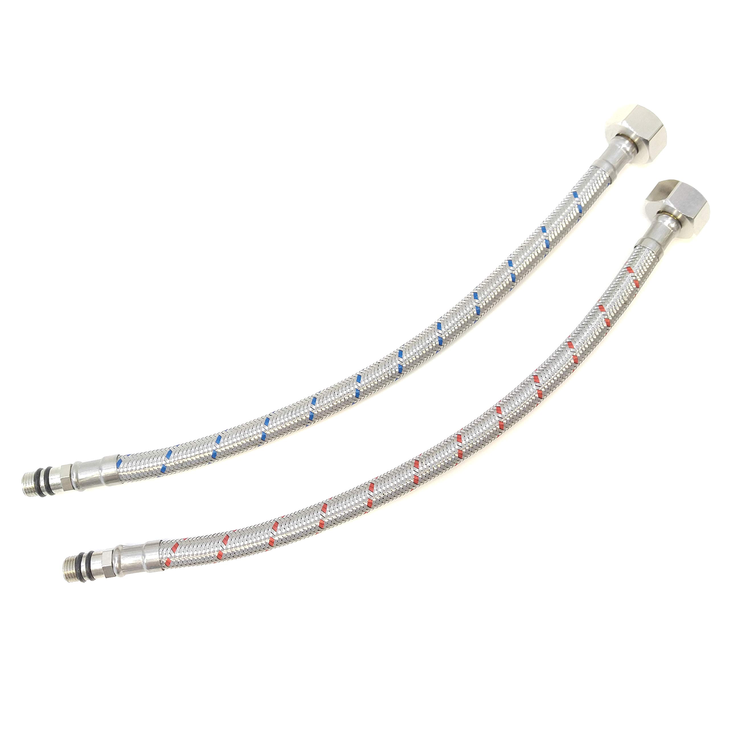 Xcel Home 2 x M10 x 1/2 BSP 300mm | Flexible Tap Connectors Monobloc Mixer Pipe Tails | Stainless Steel Pipes Kitchen Sink & Bathroom | Basin DIY Replacement | British Standard Pipe