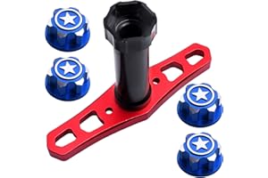 Hobbyfire 17mm Wheel Nuts & 17mm Hex Wheel Wrench Tool for Traxxas X-Maxx E Revo Summit T-Maxx RC Monster Truck Wheels Tires (4-Pack) (Blue Nut)