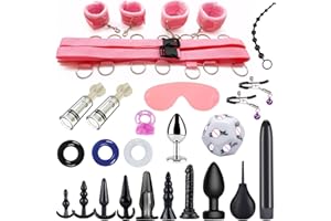 27 PCS SM Sex Bondage Set, BDSM Bondage Sex Set Sex Toys Various Anal Plugs Butt Plugs Set for Beginners, Fetish Couples Sex 