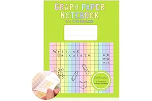 SMAODSGN 1 Pack 8.5×11 Colored Graph Paper Pad Math Notebook Graph Paper 1/2 Inch Squares Large Quad Ruled Grid Composition Notebook Colored Grid Paper Exercise for Kids School Dyslexia Dysgraphia 30 Sheets